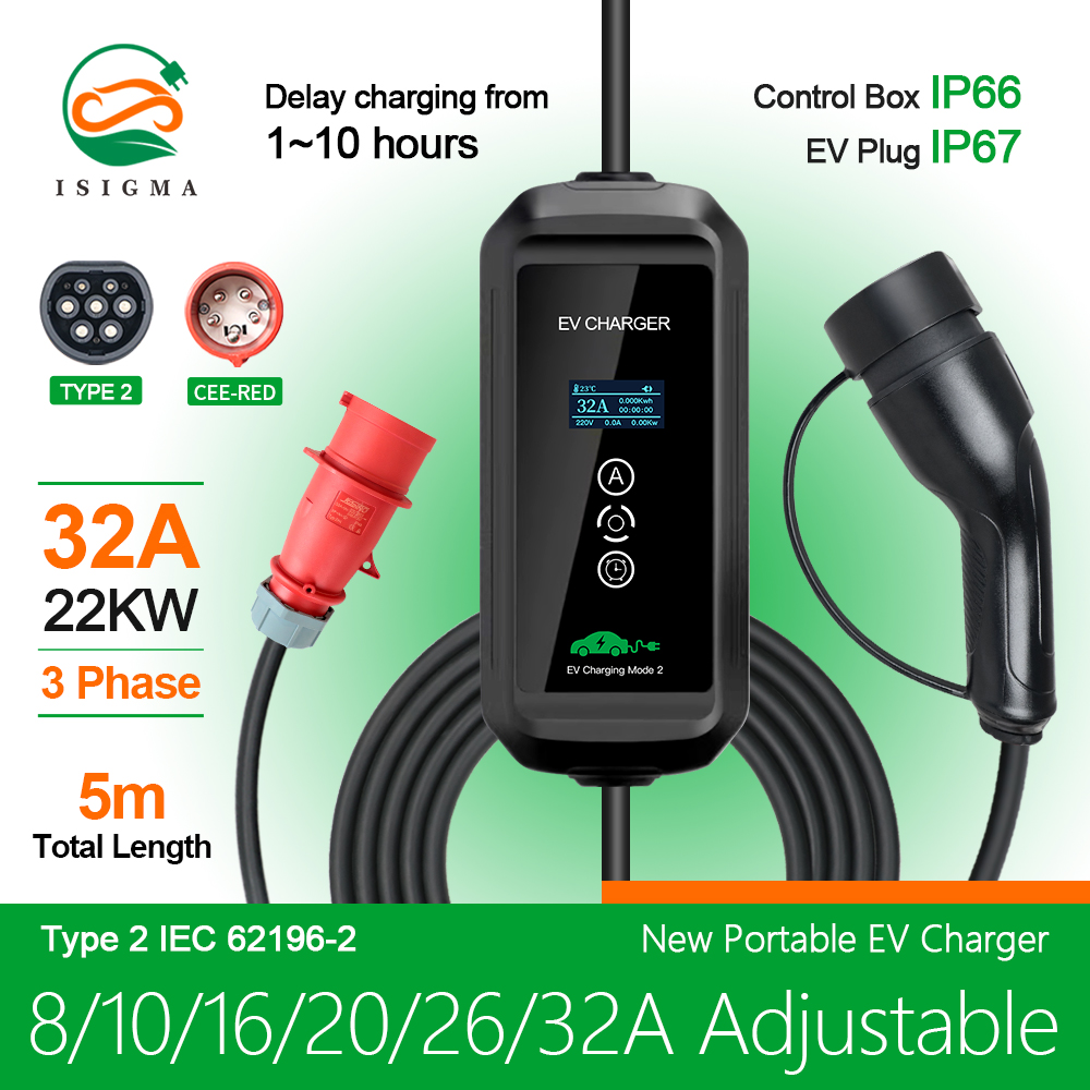Cargador EV 22kw trifásico tip - Ev Charger Type 2 22Kw 32A 3 Phase reseña y precio