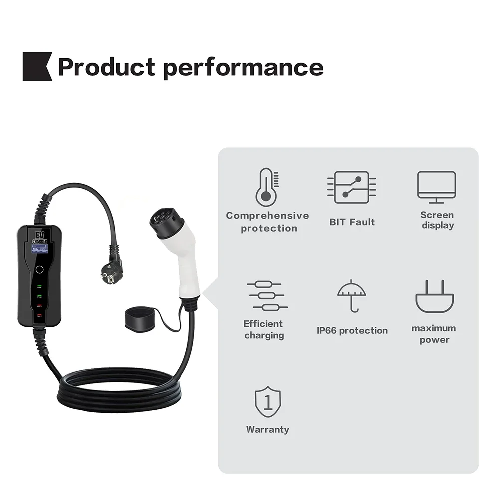 Cargador EV portátil tipo 2, 1 - Type 2 Portable Ev Charger 11Kw Cee reseña y precio