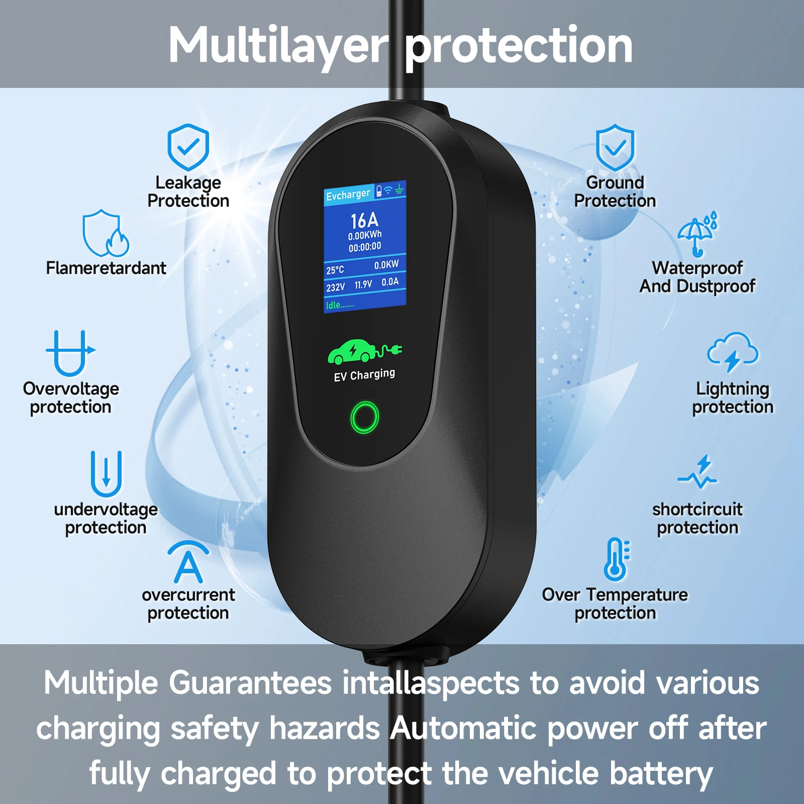 Cargador Portátil para Vehícul - Type 2 Portable Ev Charger 11Kw Cee reseña y precio